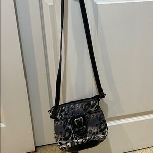 Stylish Croft and Barrow Black and Gray Leopard Print Crossbody Bag